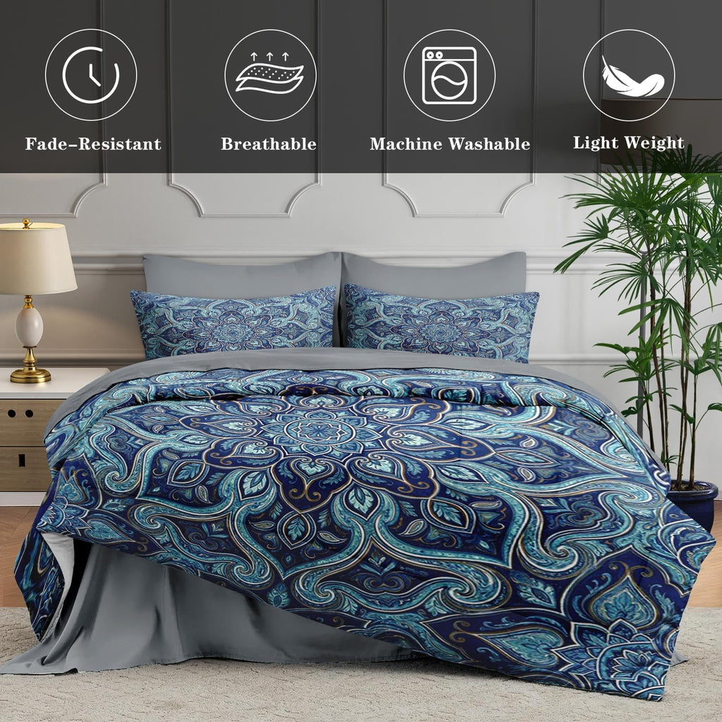 Comforter Set with Sheets, 7 Pieces Mandala Paisley Bedding