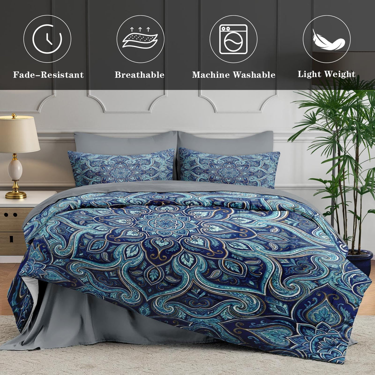 Comforter Set with Sheets, 7 Pieces Mandala Paisley Bedding
