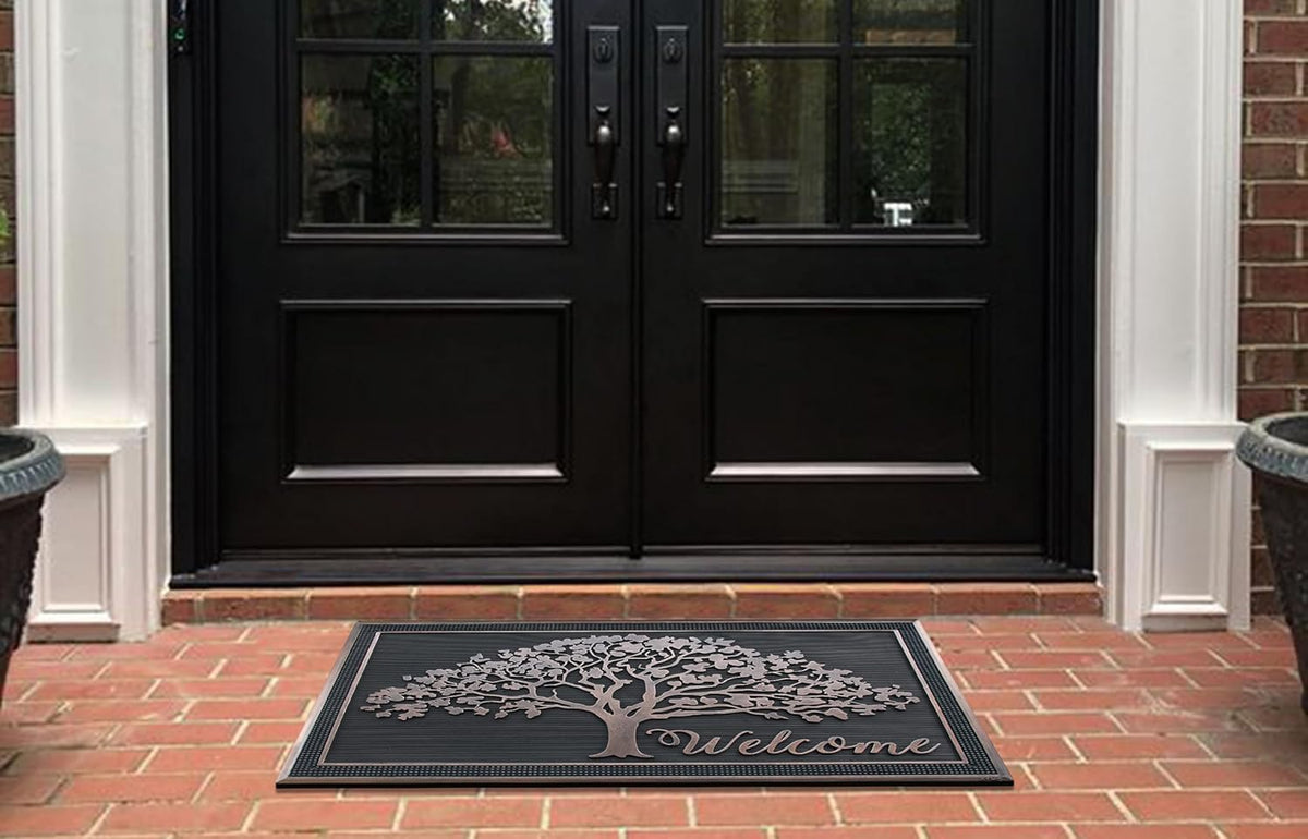 100% Rubber Doormat for Outside Entrance, Non-Slip Heavy Duty Front Door Mats, Thin Profile Hight Traffic Areas Mat