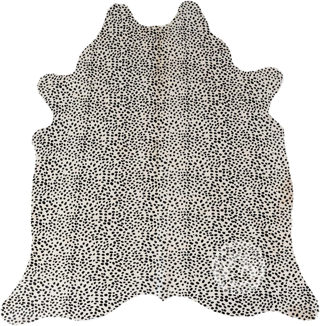 100% Genuine Printed Jaguar on Off White Cowhide Rug - Modern Style Brazilian Animal Skin Rug & Floor Carpet & More