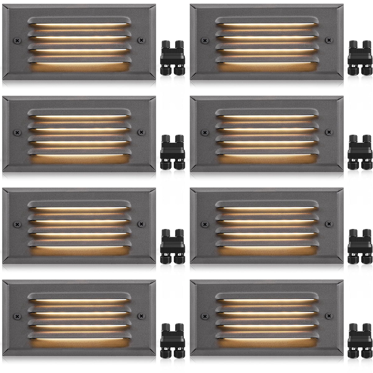 5W Low Voltage Step Lights 6 Inch Outdoor Brown Cast-Aluminum 8-Pack