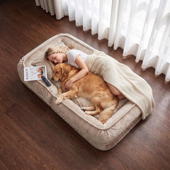 Adult Bean Bag Chair with Massage Pillow, Human Dog Bed for Adult, Convertible Lazy Sofa Bed Floor Chair for Gaming