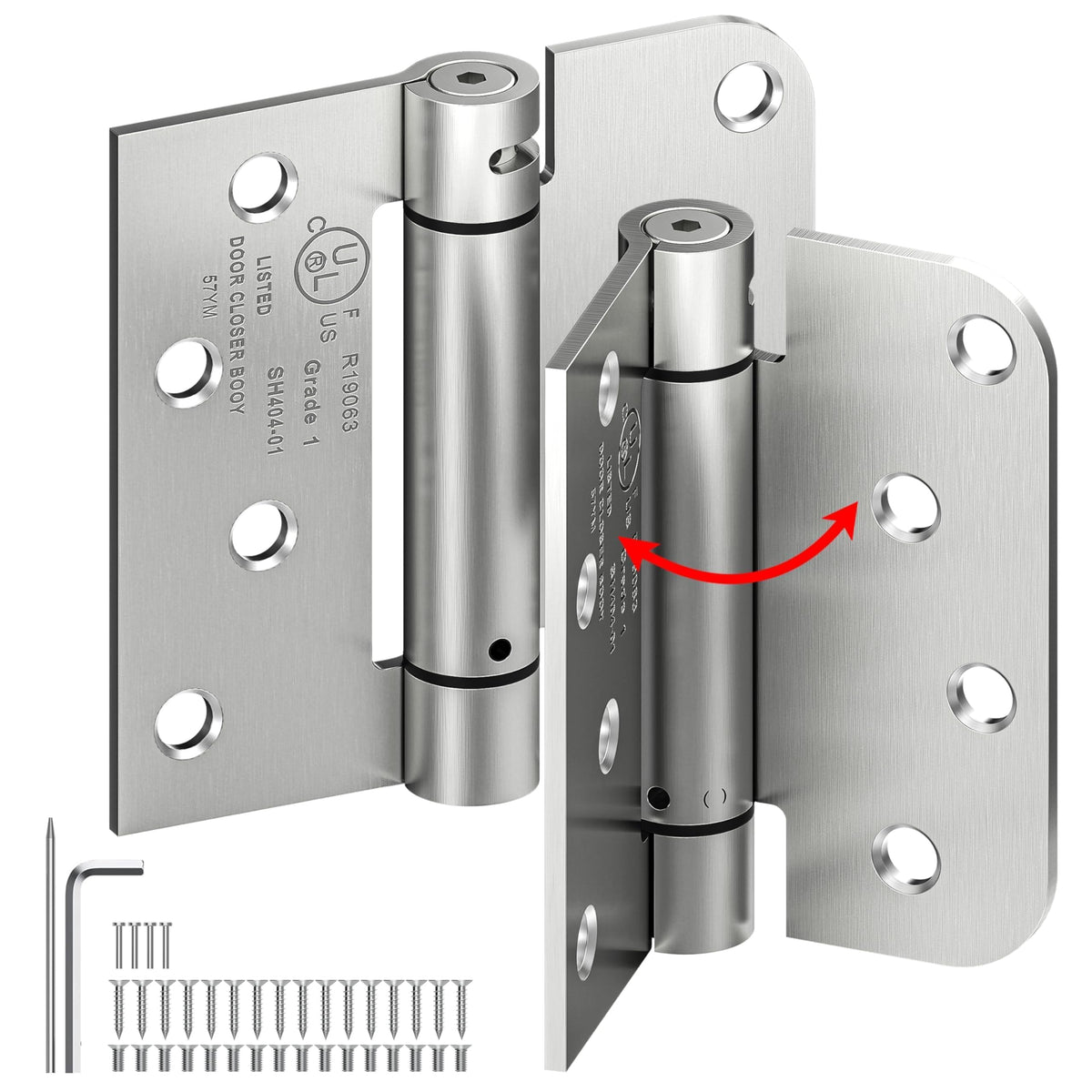 2-Pack 4 Inch Self Closing Door Hinges, Square & 5/8" Radius Corners