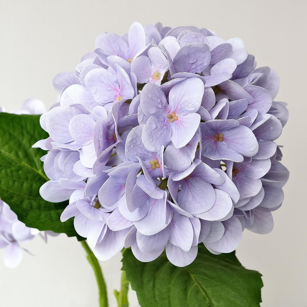 Pale Purple Hydrangea Artificial, 19.6" 4PCS Fake Real Touch Large Faux Hydrangea Silk Bouquet with Green Stems