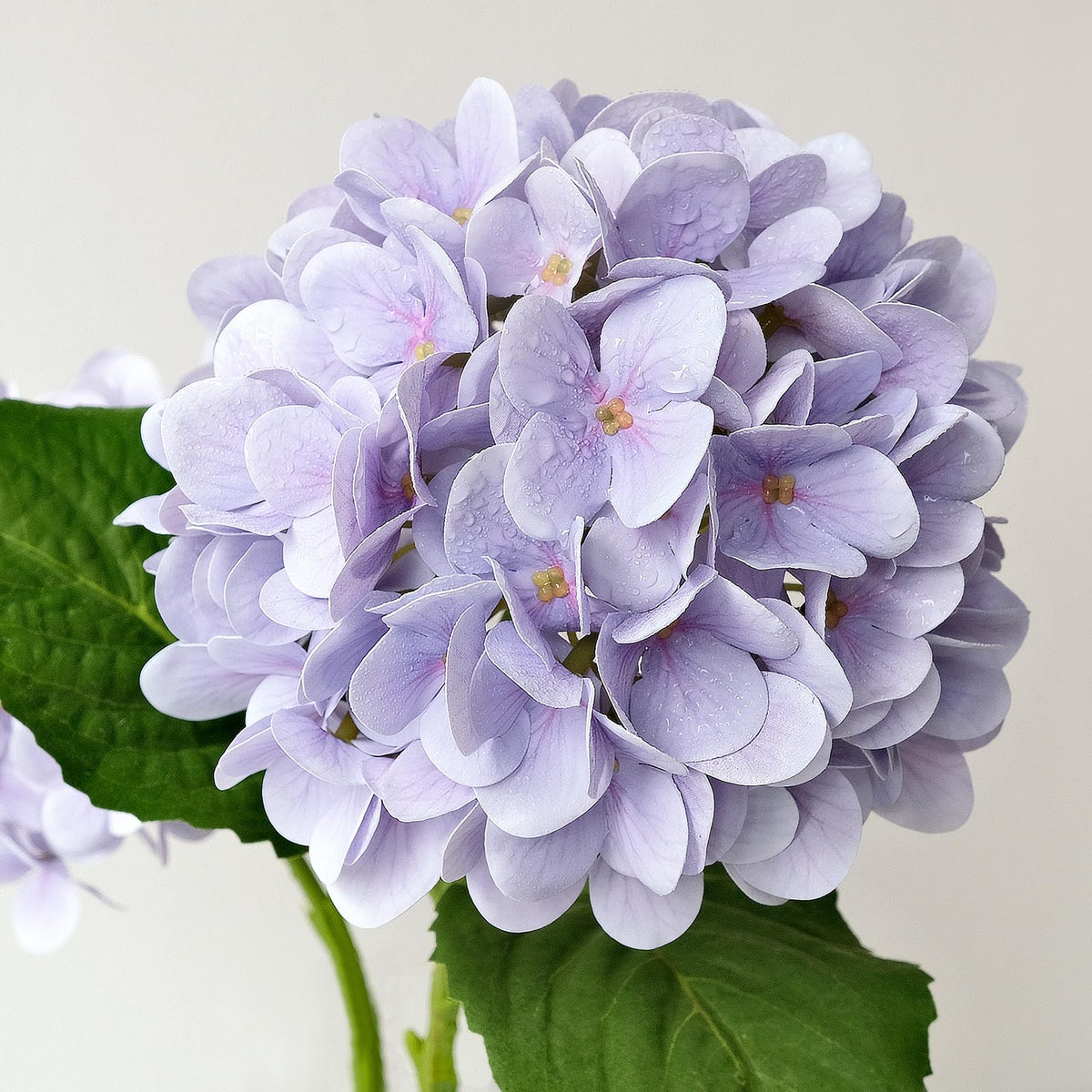 Pale Purple Hydrangea Artificial, 19.6" 4PCS Fake Real Touch Large Faux Hydrangea Silk Bouquet with Green Stems