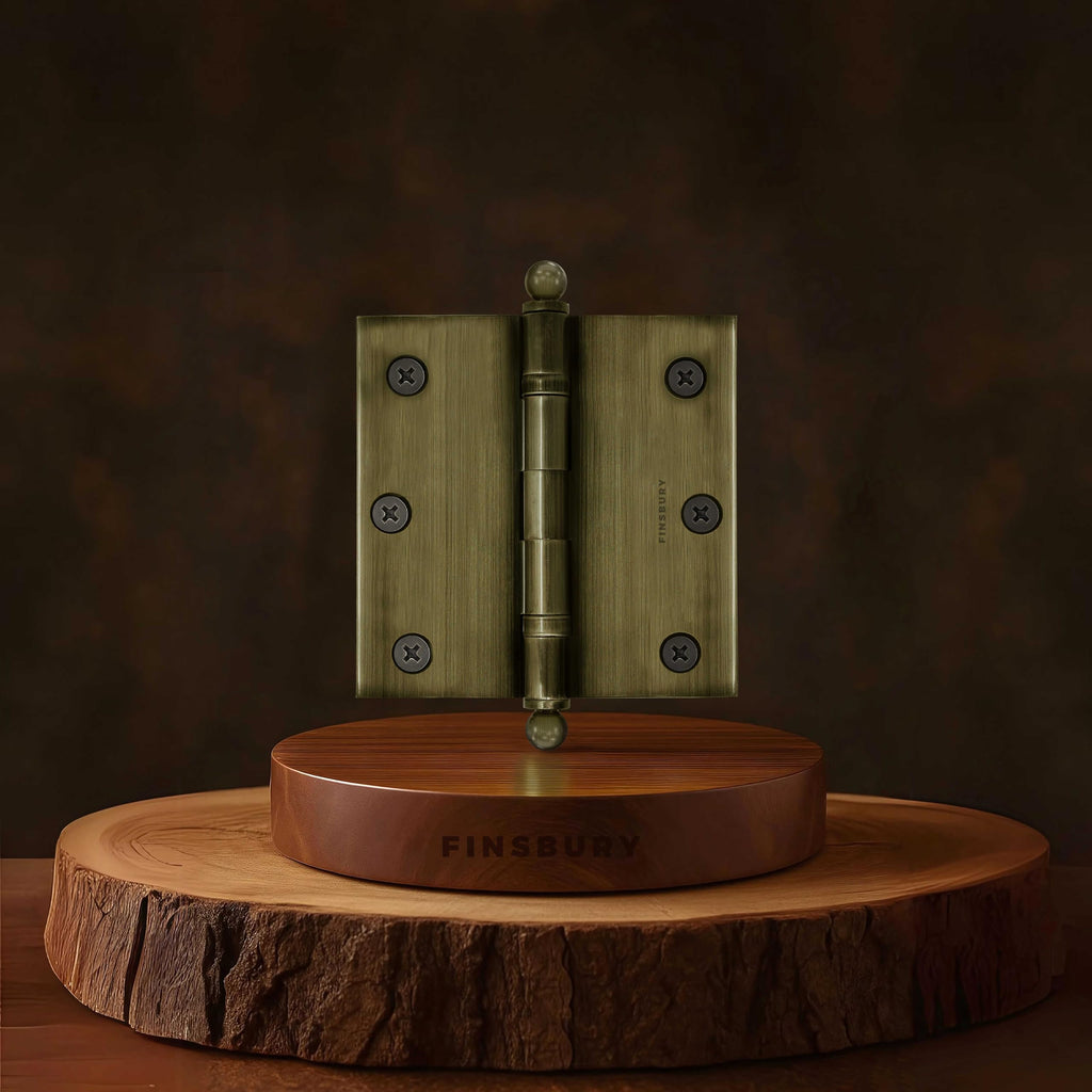 3x3 Inch Brass Ball Bearing Door Hinges, 3 x 3 Inches Solid Brass Durable Heavy Duty Architectural Mortise Hinges for