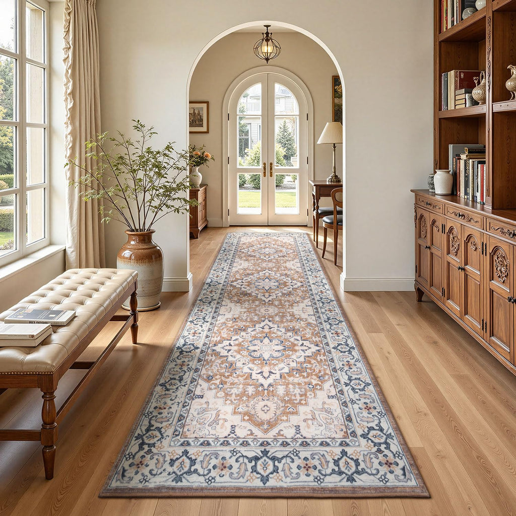 3x10 Hallway Kitchen Washable Runner Rug, Entry Long Carpet Brown