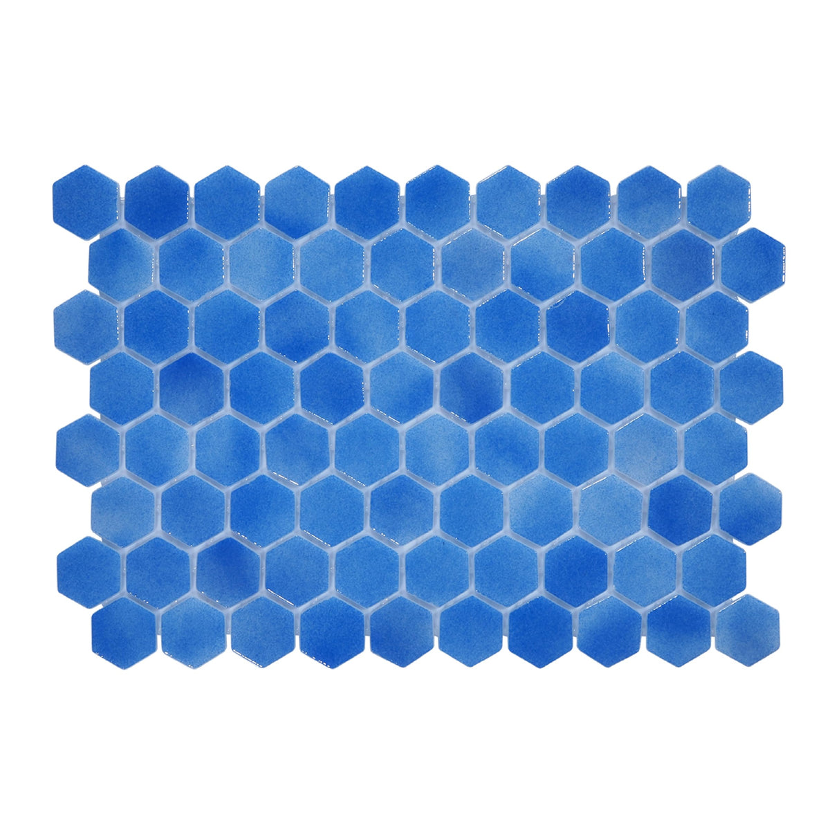 Glass Tile Love Familiar 11 in. X 16.325 in. Hexagonal Glass Mosaic Tile (10.76 sq. ft./case) Blue 1010157108, Ideal