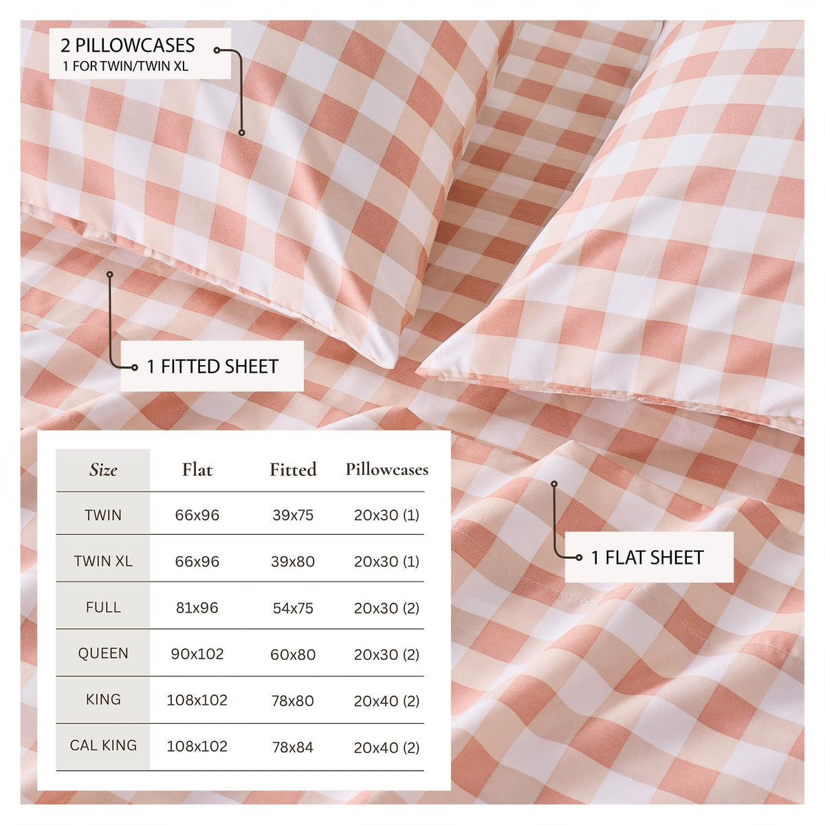 Gingham Microfiber Sheet Set - 4-Piece Ultra-Soft Bedding Sheets & Pillowcases - Wrinkle Free