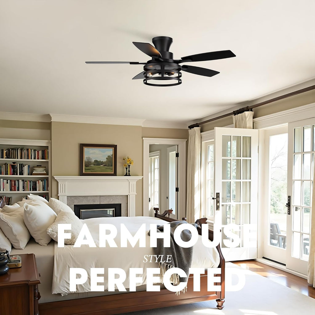 42" Flush Mount Ceiling Fan with Light & Remote