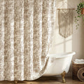 Farmhouse Brown Floral Shower Curtain with 12 Clear Rings 72"W x 84"L