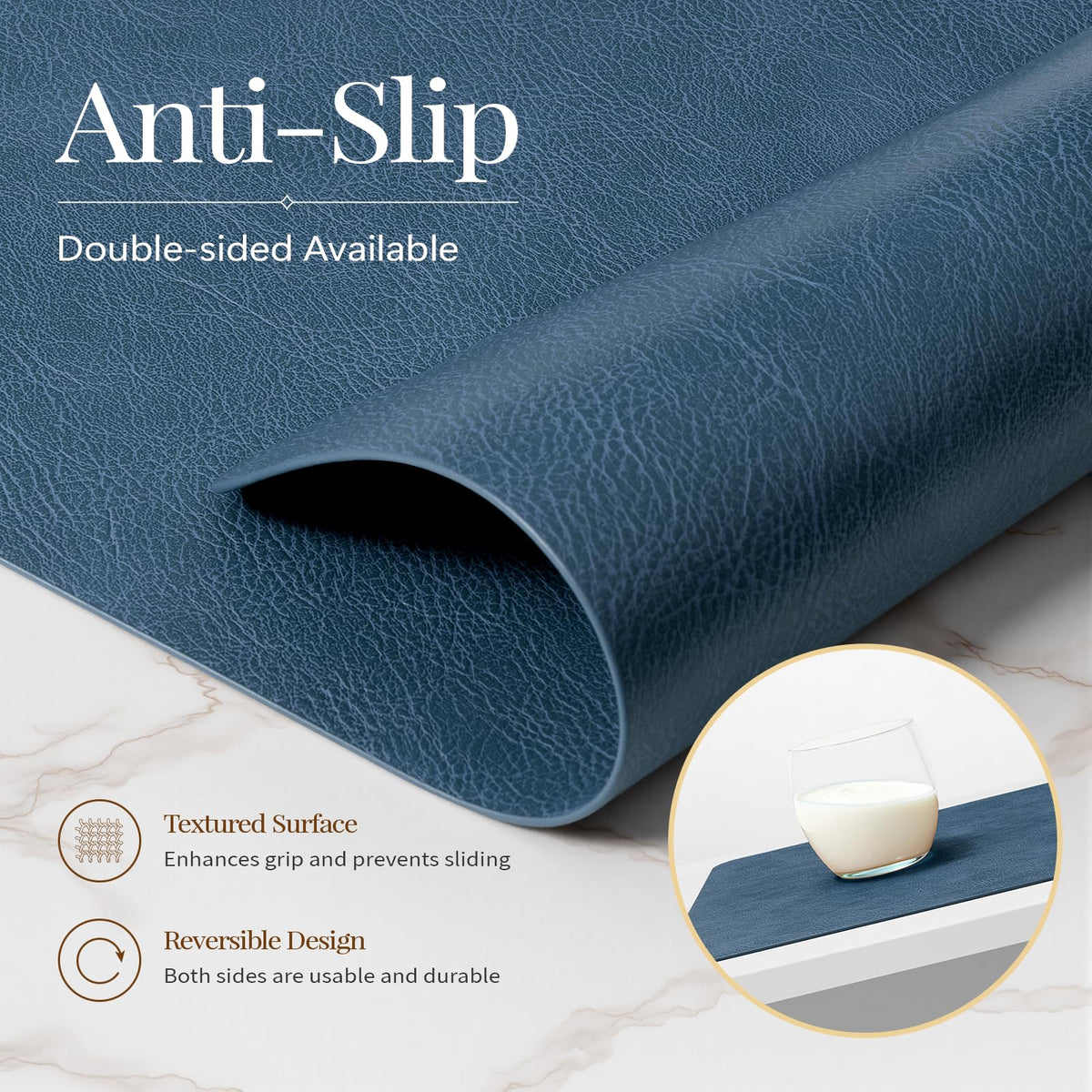 Vinyl Heat Resistant Placemats Set of 12, Navy Blue