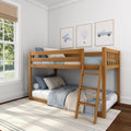 Fundamental Twin Low Bunk Bed, Kids Solid Wood Modern Bed Frame with Strong Wooden Slats, Non-Toxic Finishes