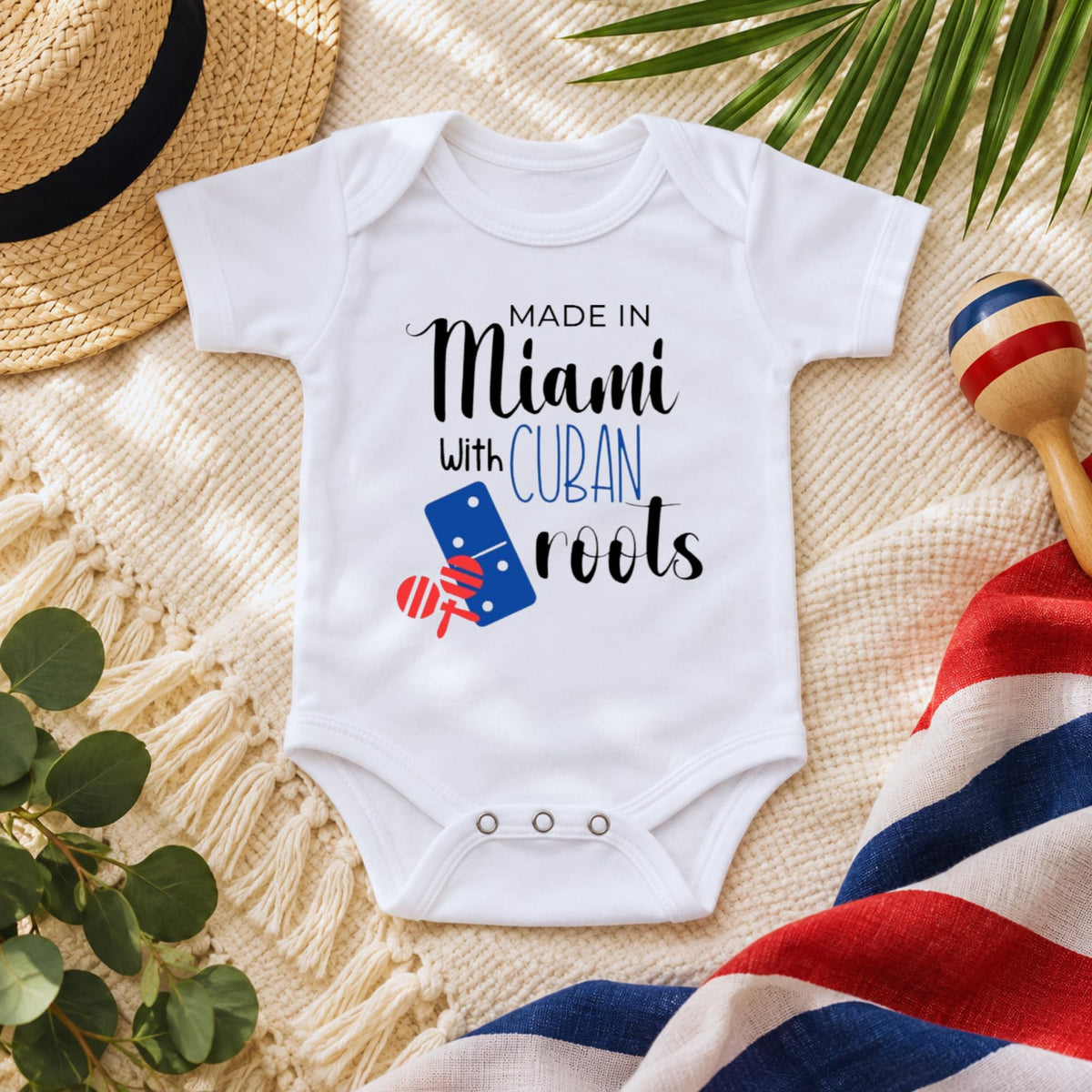 Made in Miami with Cuban Roots Baby Bodysuit | Free Cuba Baby Bodysuit (Newborn)