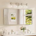 Brushed Nickel Mirror 48 x 24 Inch Over Sink Metal Framed Mirror Modern Farmhouse Entryway(Horizontal/Vertical)