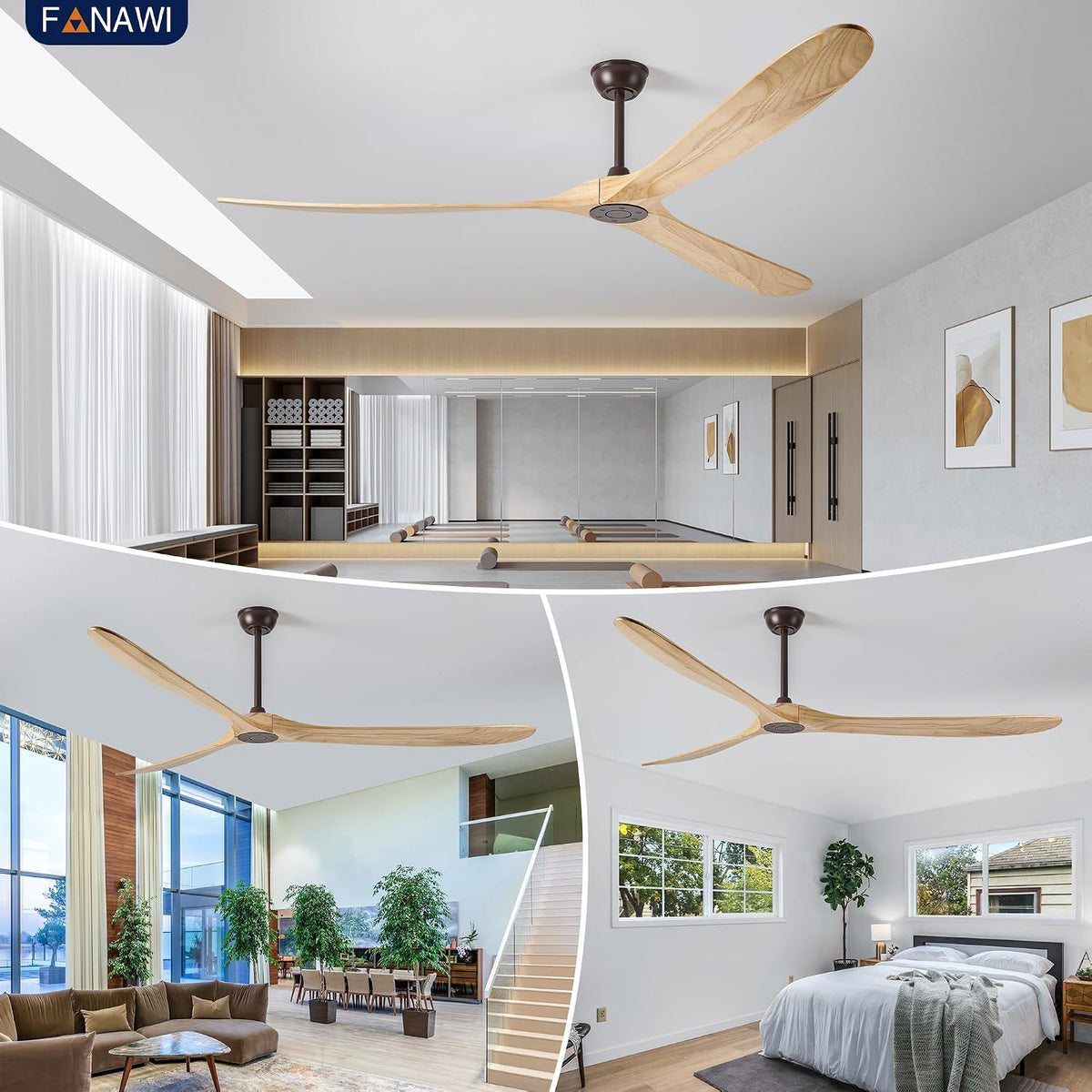 84" Oil Rubbed Bronze Ceiling Fan with Remote, No Light
