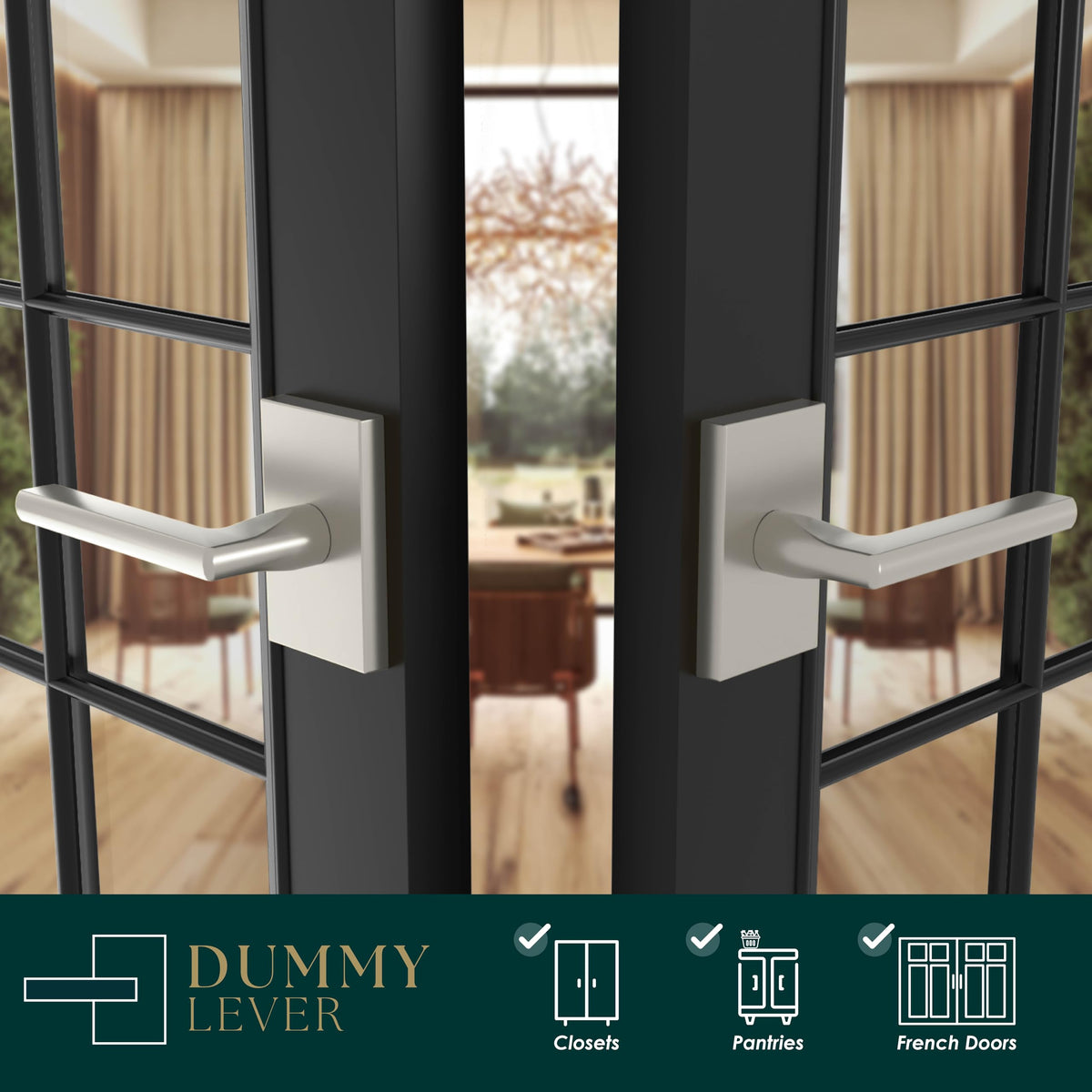 Glamor Dummy Door Lever Satin Nickel (4-Pack) - Non-Turning
