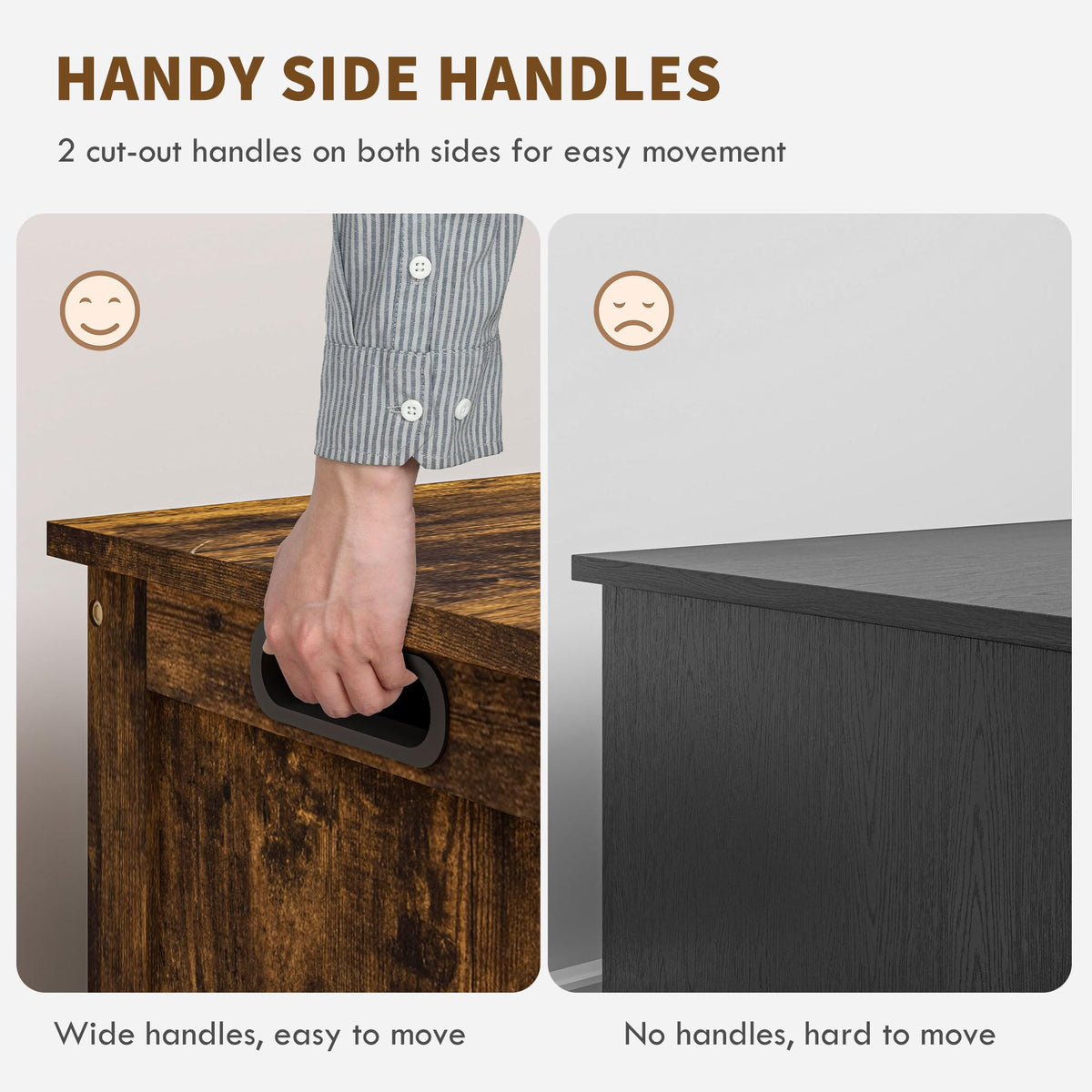 Storage Bench Cut-Out Handles 39.4" x 15.7" x 18.9" Rustic Brown