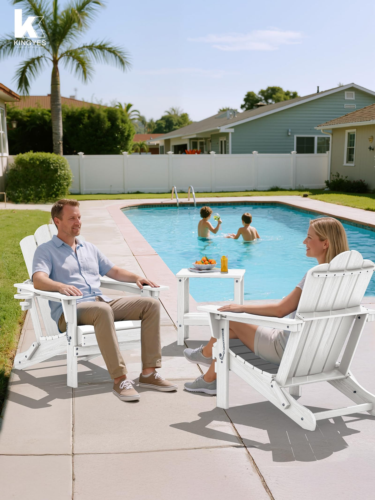 Adjustable Adirondack Chairs Set of 6, Folding Outdoor Chair, White