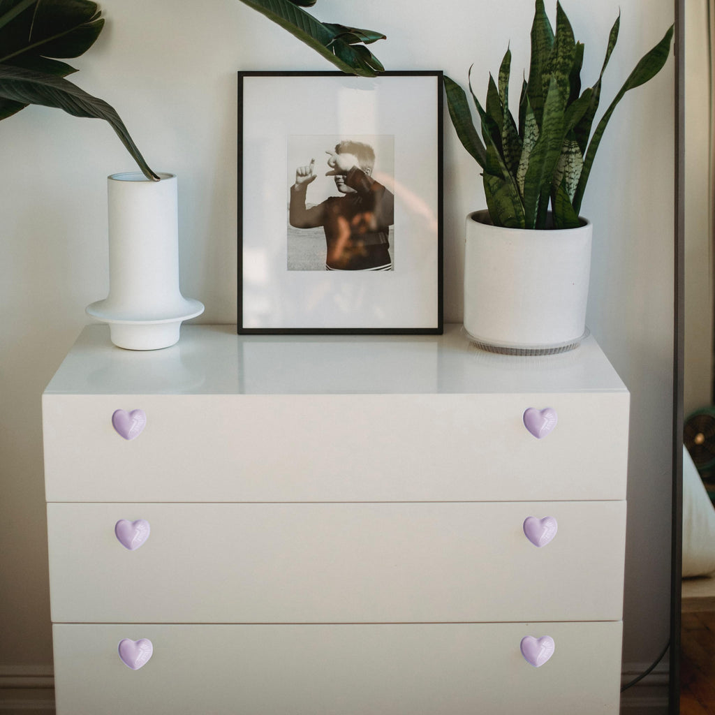 Ceramic Drawer Knobs Heart Shape Cabinet Dresser Pulls Handles with 3 Sized Screws, Kitchen Furniture Knobs for