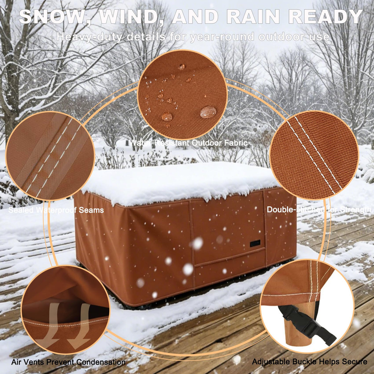 Waterproof Patio Coffee Table Cover Rectangular 36 x 20 x 18 Inch Outdoor Furniture Coffee Table Cover Small