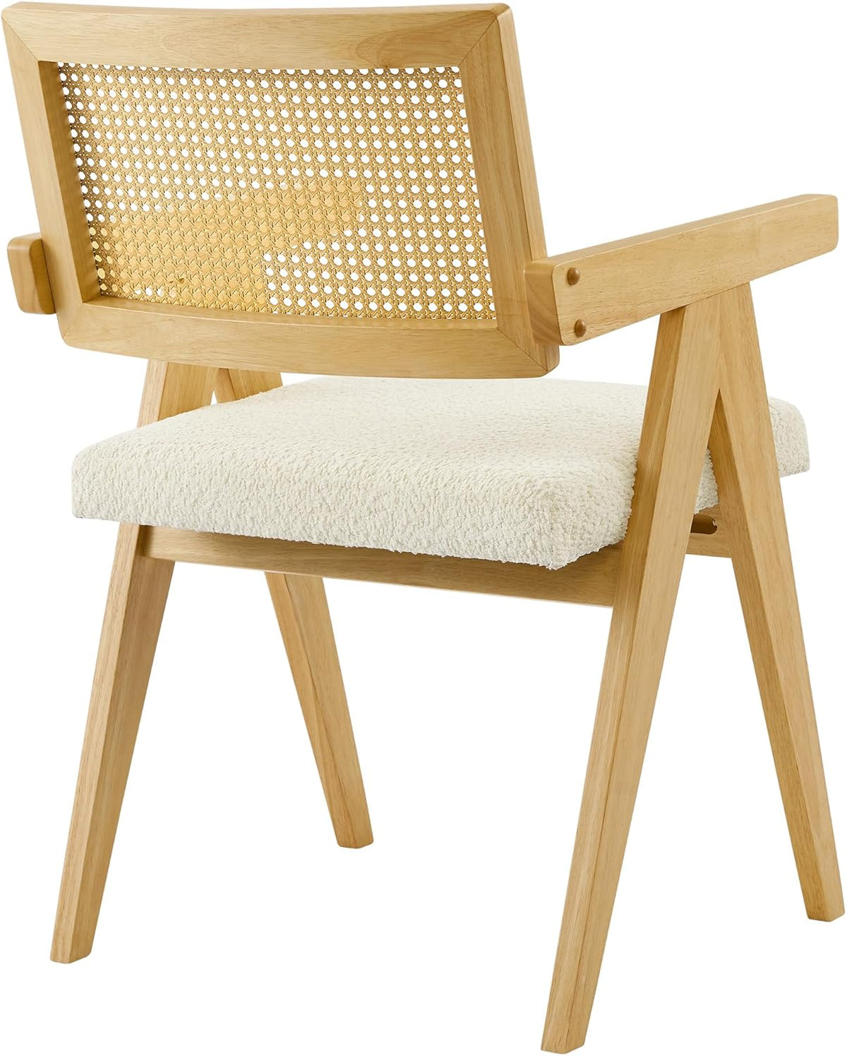 Rattan Dining Chairs Set of 2, Modern Dining Chairs with Cushioned Seat and Solid Wood Frame, Accent Chairs for Dining Room, Kitchen or Living Room, Oak