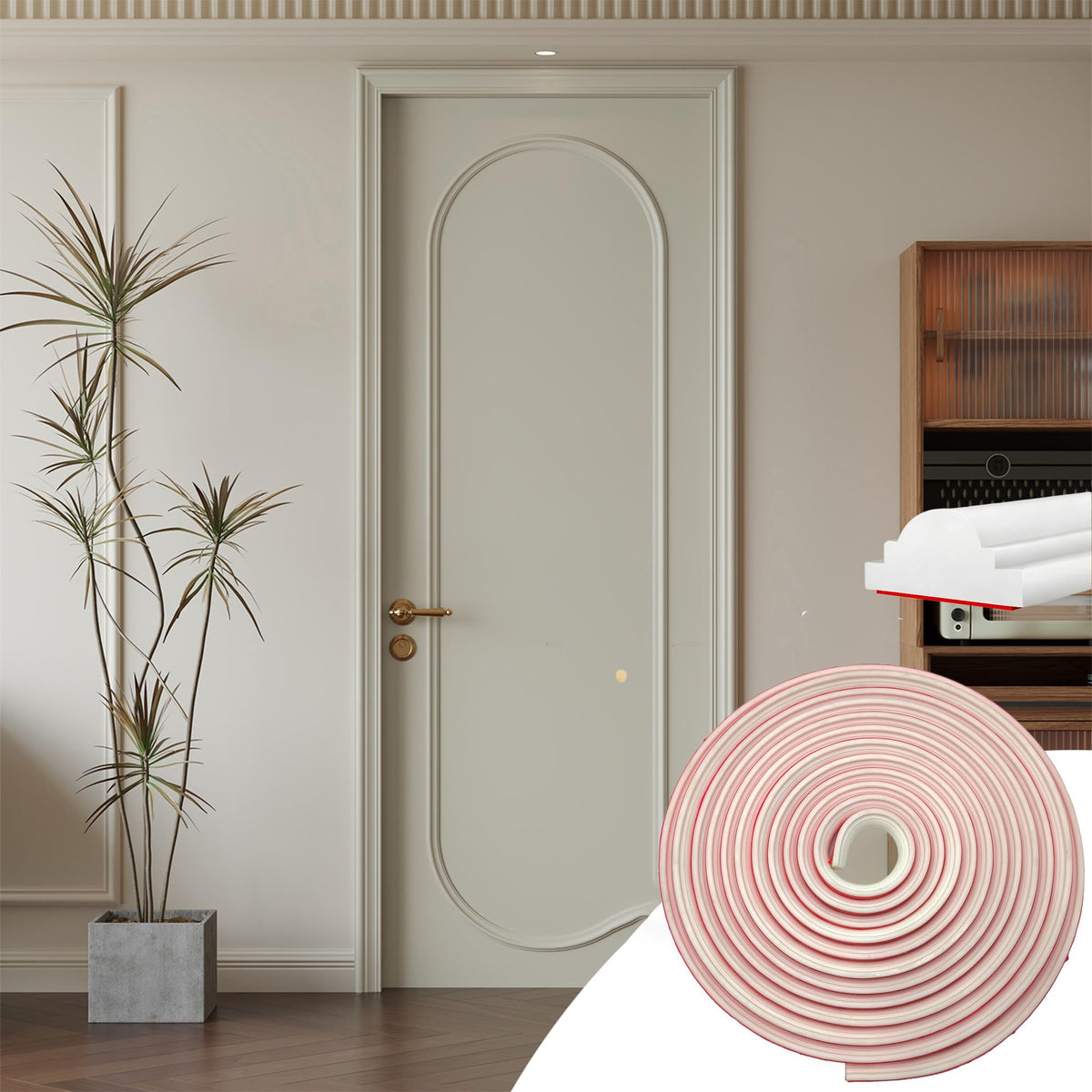 20FT Peel and Stick Door Trim, Flexible TPE Molding for Door Makeover