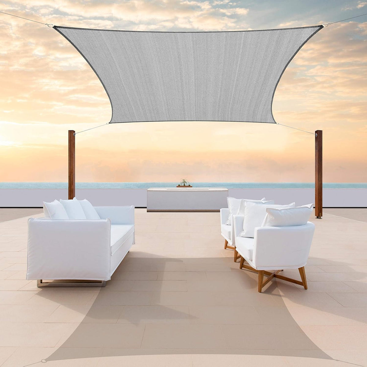 CTAPR1420 Custom Size 13' x 14' Grey Sun Shade Sail Canopy UV Block UPF50 Rectangle - Commercial Standard Heavy Duty