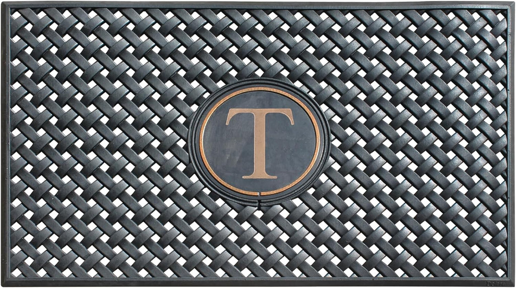 A1HC Natural Rubber Front Door Mat 24x39 inches, Monogrammed Doormat , Heavy Duty Shoe Scraper Welcome Mat for Porch