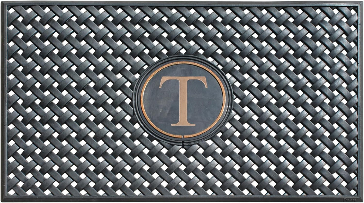 A1HC Natural Rubber Front Door Mat 24x39 inches, Monogrammed Doormat , Heavy Duty Shoe Scraper Welcome Mat for Porch