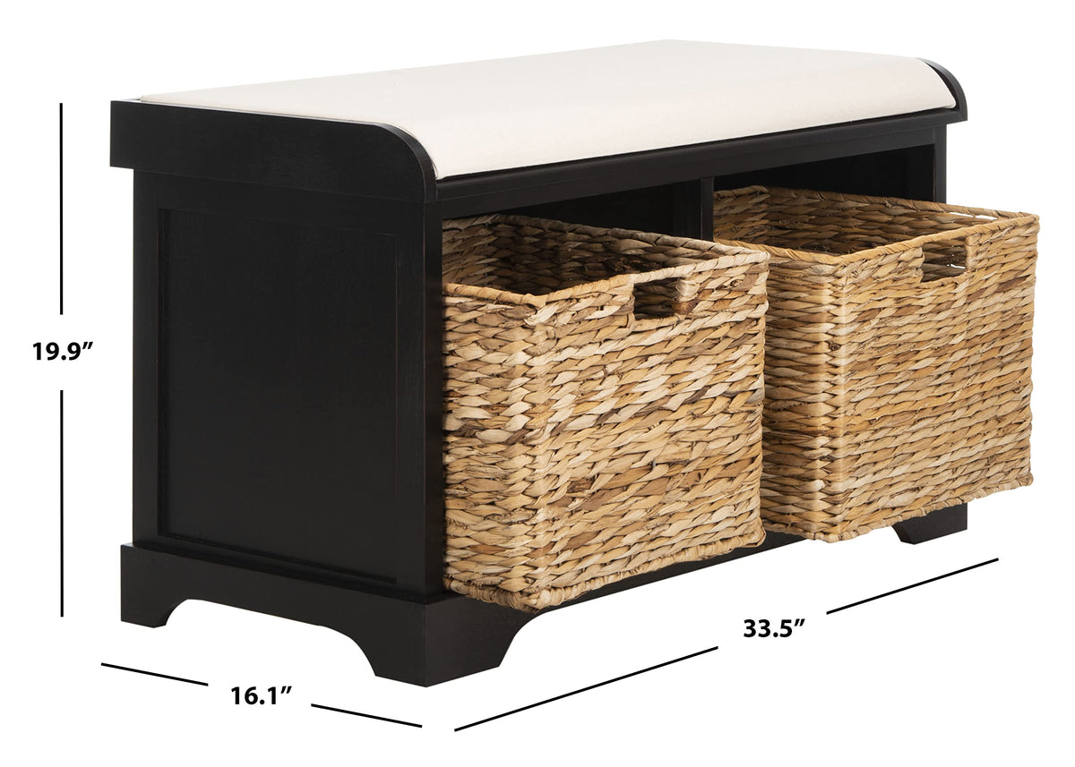 Freddy Wood Storage Bench, 33" Farmhouse Black