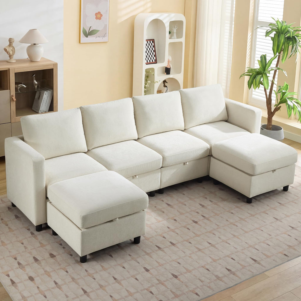 107"Modular Sectional Sofa Convertible U Shaped Sofa Couch Set with Storage, Modern 6 Seater Modular Sectional Couch