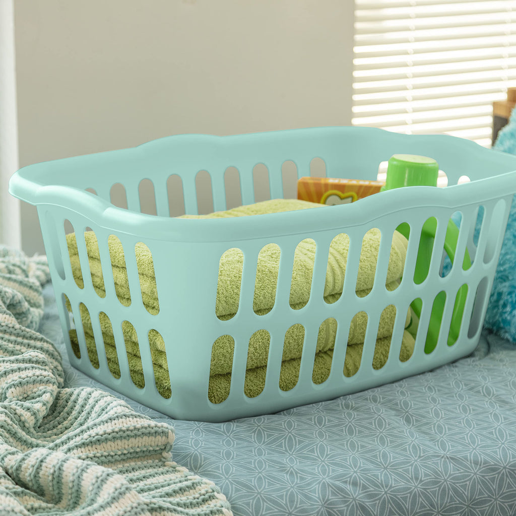 1.5 Bushel Rectangular Plastic Laundry Basket, Assorted, 12 Pack