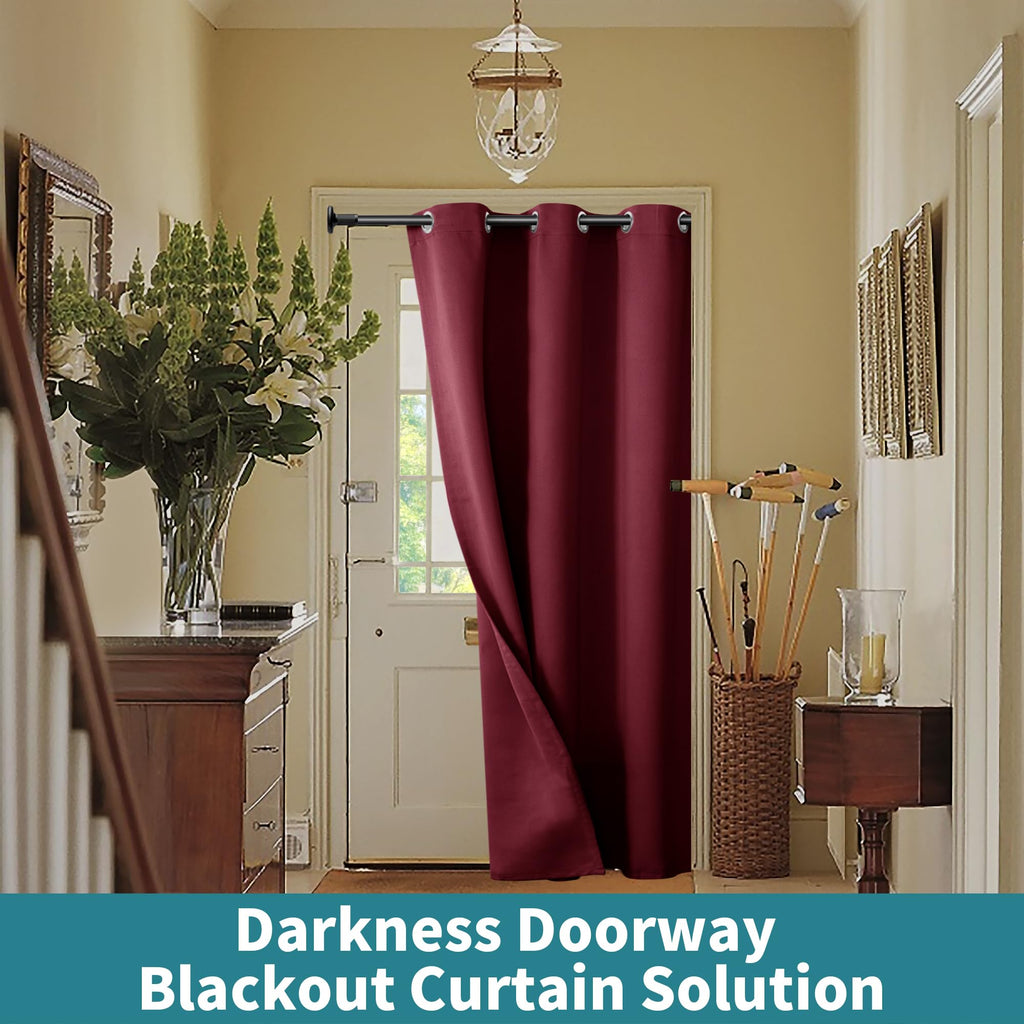 Burgundy Door Curtain 78 Inch Length for Doorway, Bedroom Closet Curtain, Privacy Thermal Insulated Blackout Grommet