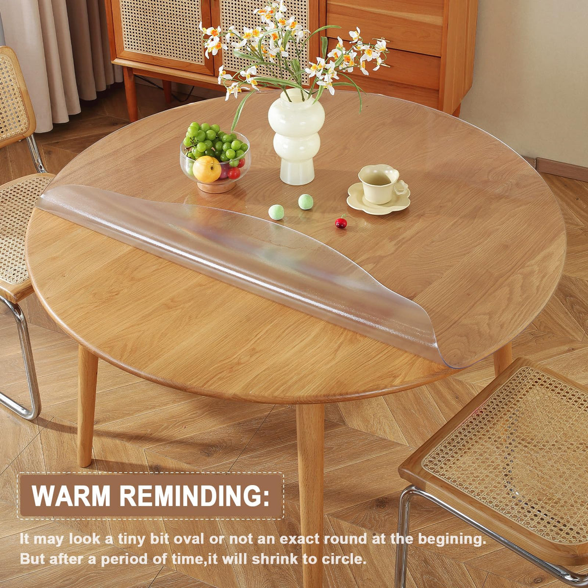 Round Frosted Table Cover Protector 35 Inch, 2mm Thick Table Protector, Waterproof Plastic Cover PVC Vinyl