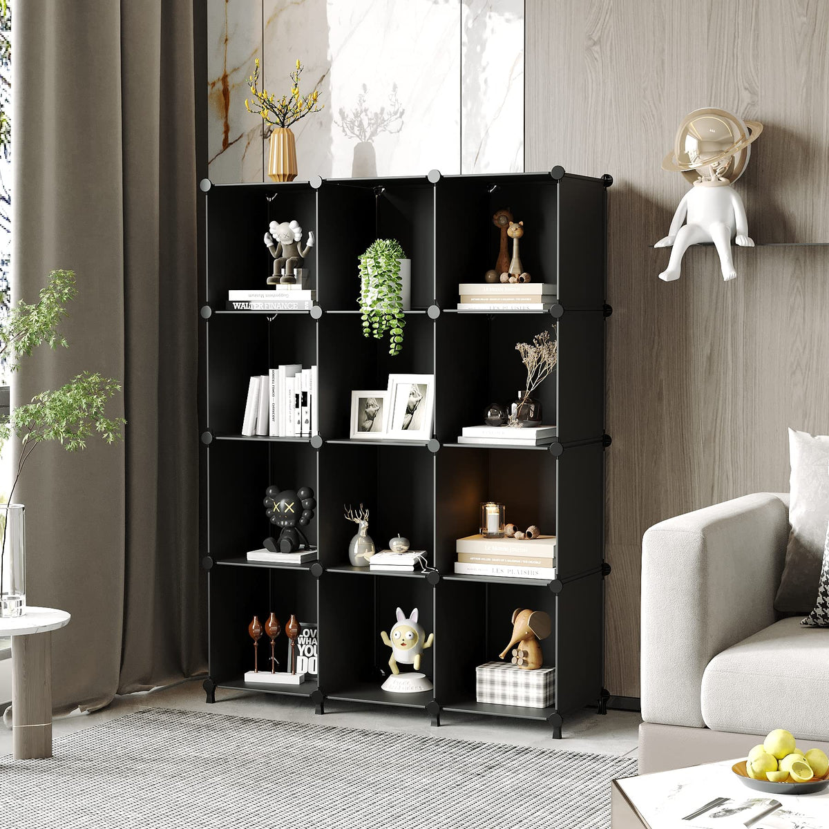 12 Cube Storage Organizer, Closet Organizer Storage Shelves, Black