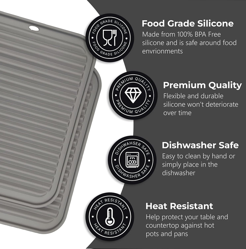 Silicone Trivets for Hot Dishes, Pots, Pans (4 Pack) - Heat-Resistant Pot Holders Countertop Mats - Silicone Trivet - Set of 4