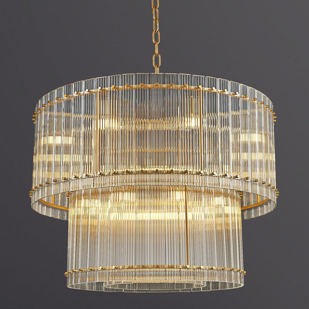 37" 16-Light Gold Modern Crystal 3-Tier Round Chandelier
