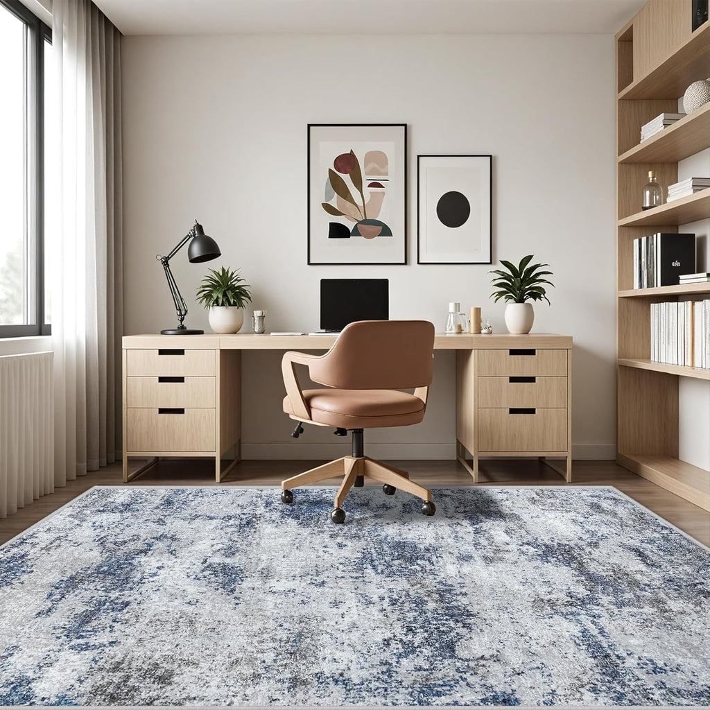 Area Rugs 8x10 Living Room Rugs: Modern Abstract Washable Rug with Non-Slip Backing