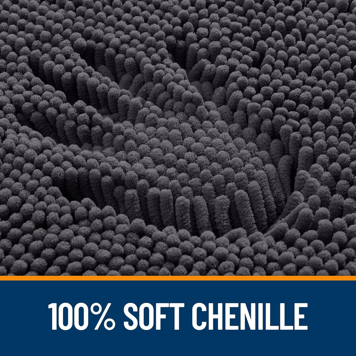 Bathroom Rugs 30x20, Extra Soft Absorbent Chenille Bath Rugs | Dark Grey, Quick-Drying Rubber Backing, Machine