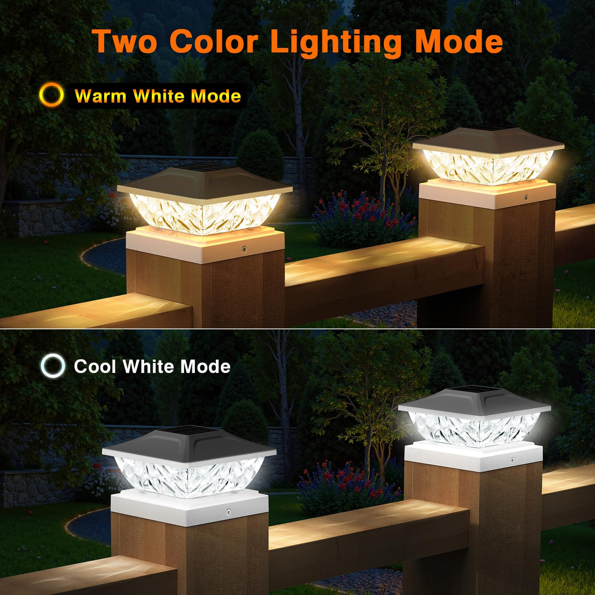 Solar Post Cap Lights Outdoor 6 Pack, 2 Modes Bright Fence Post Solar Lights Outdoor Waterproof, Deck Fence Post Cap