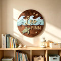 Personalized Name Sign, Custom Wooden Ocean Theme Wall Decor with Turtle Waves and Starfish, Kids Bedroom Door