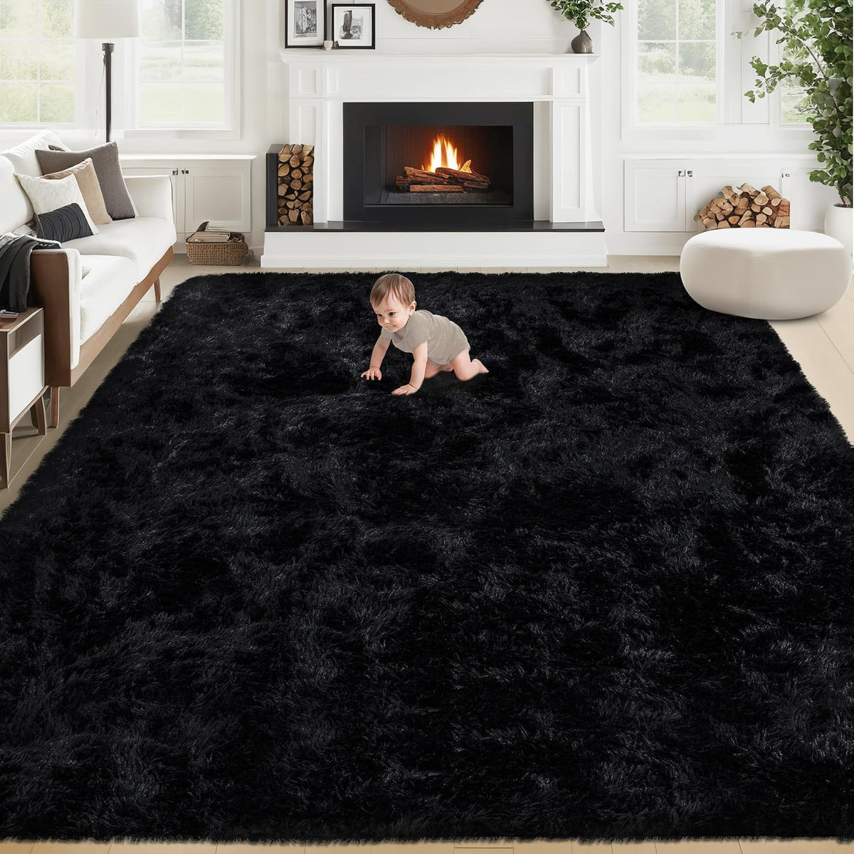 Area Rugs: Fluffy Shag Soft Washable Rug Large Fuzzy Plush Indoor Carpet Nursery Playroom Kids Girls Boys Room