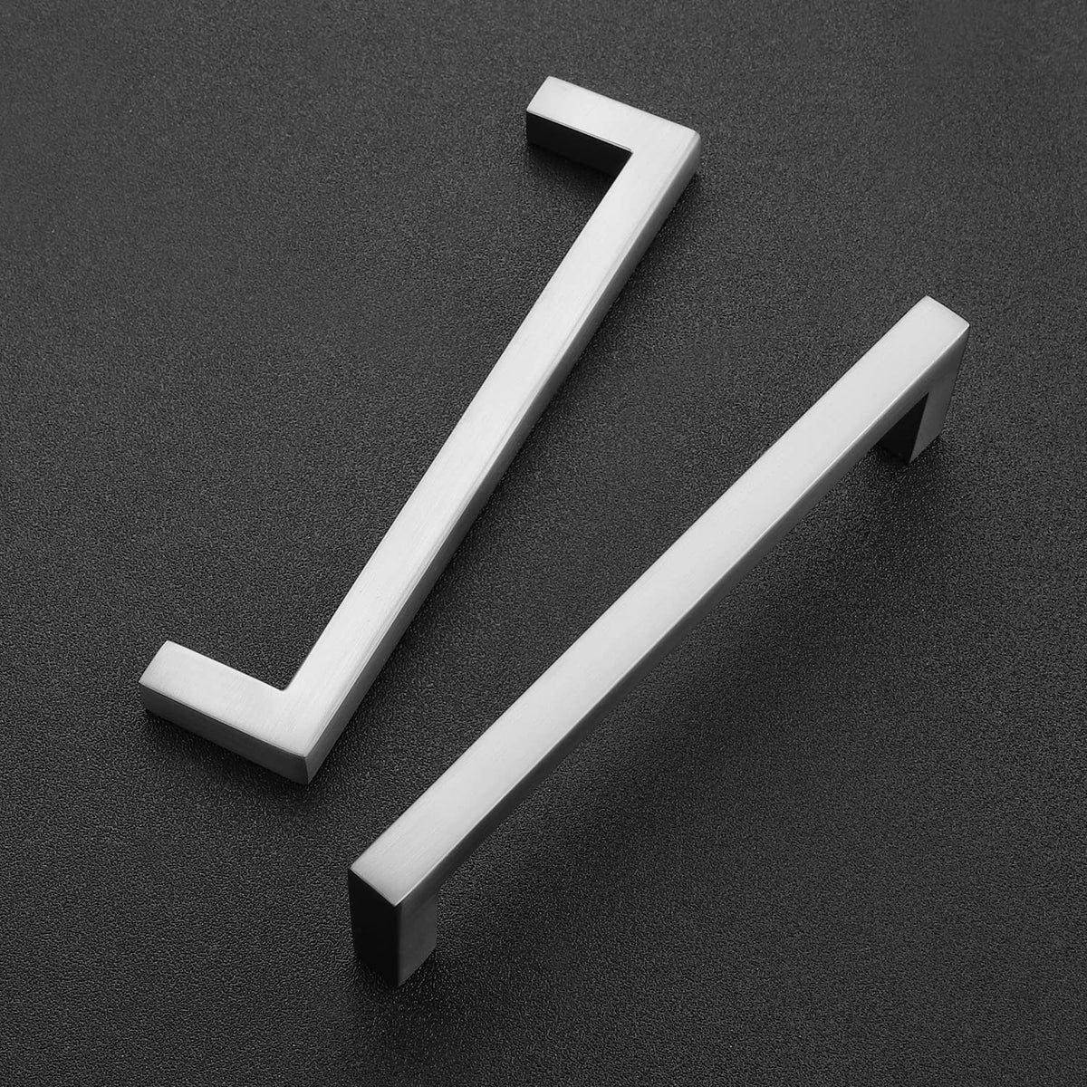 Brushed Nickel Square Solid Cabinet Handles, 5 Inch, 10 Pack