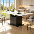 Inspired Saarinen Style Extendable Dining Table for 4-6, 47-63in Expandable Kitchen Rectangle Dining Table with Removable Leaves, Modern Faux