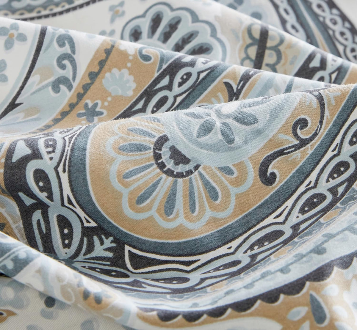 Flower Paisley Duvet Cover Queen 100% Cotton 3 Pcs Set 1 Vintage Boho Floral Duvet Cover with Zipper Ties 2