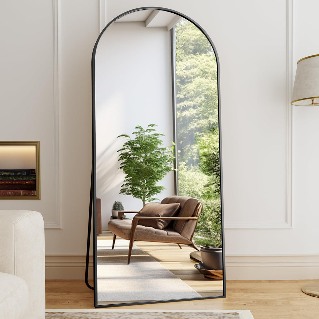 Arch Full Length Mirror, 76"x34" Standing Floor Body Mirror (Black)