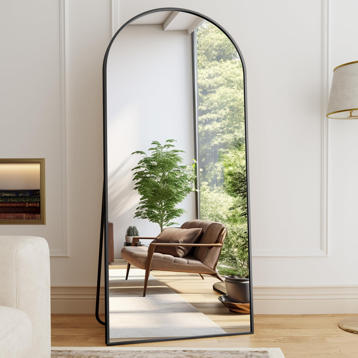 Arch Full Length Mirror, 76"x34" Standing Floor Body Mirror (Black)