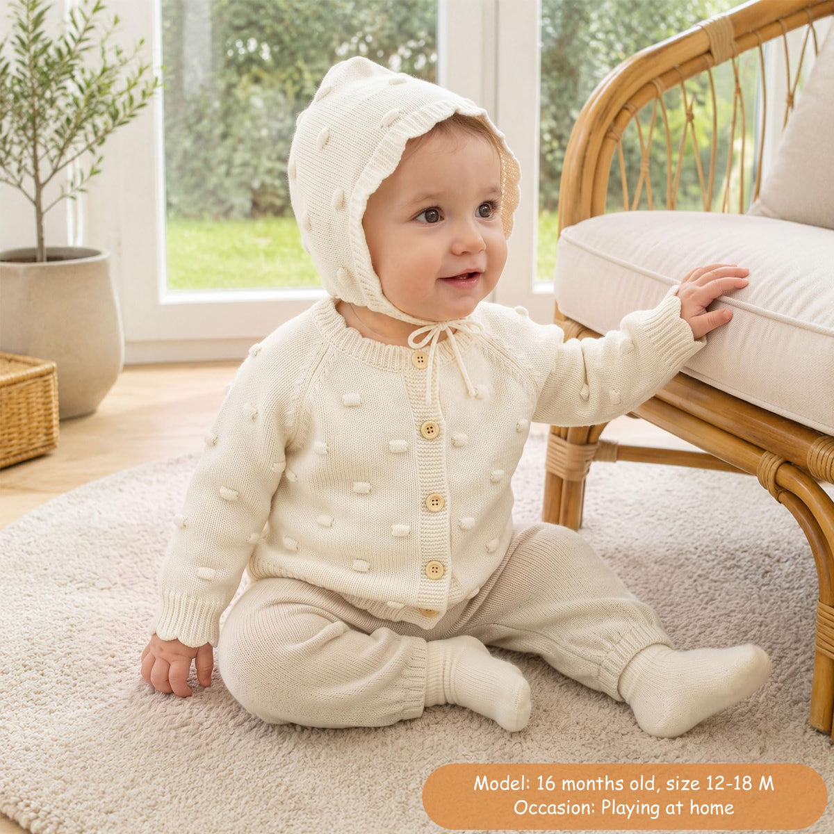 Baby Girl Cardigan,Cream Embroidery