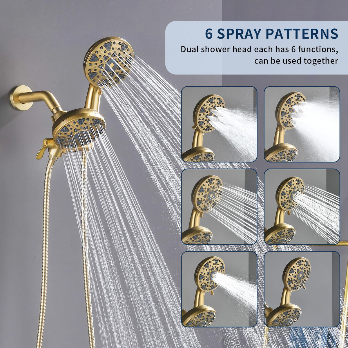 Shower Faucet Set Complete Shower Kit Dual Shower Head and Handheld 2 in 1 Combo Set Shower System Shower Trim Kit